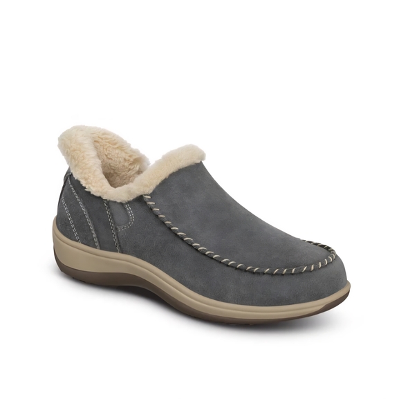 Orthofeet Women's Lorin Hands-Free Suede Slipper-Shoes Gray - Picture 8 of 9